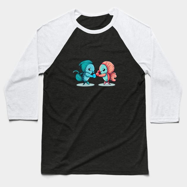 TWO COOL BETTA FISH FIGHTING Baseball T-Shirt by aiartify